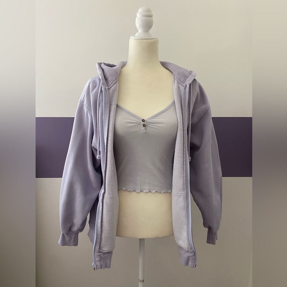 Aritzia Oversized Cozy Fleece Boyfriend Zip Hoodie Sweatshirt